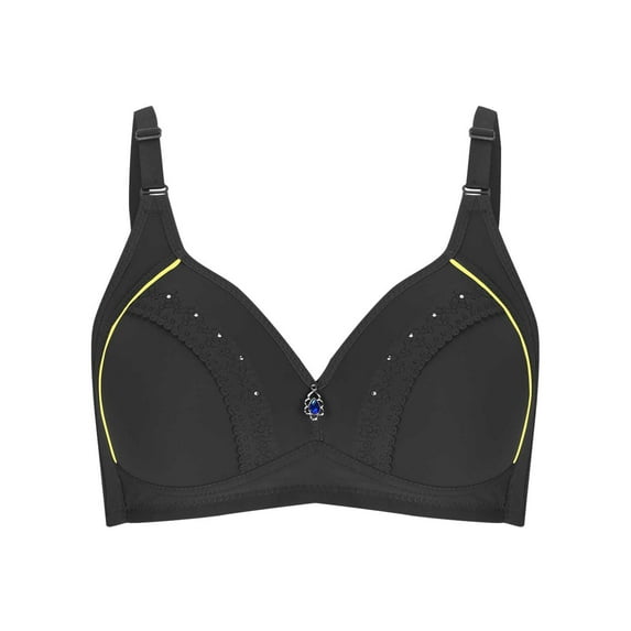 HAPIMO Everyday Bras for Women Stretch Underwear Comfort Daily Brassiere Gathered Wire Free Comfortable Push Up Camisole Plus Size Ruched Lingerie Discount Black 44
