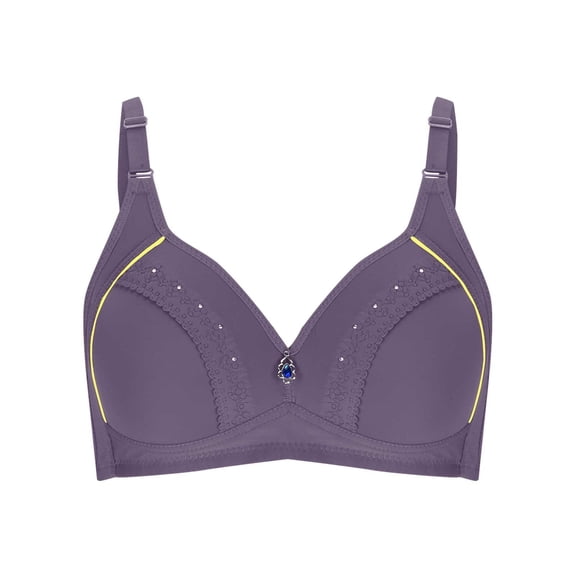 HAPIMO Everyday Bras for Women Stretch Underwear Comfort Daily Brassiere Gathered Wire Free Comfortable Push Up Camisole Plus Size Ruched Lingerie Purple 48