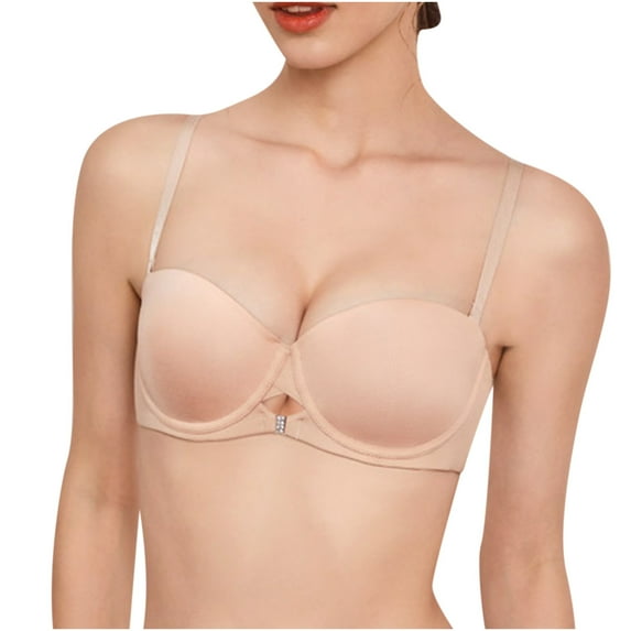 HAPIMO Everyday Bras for Women Stretch Underwear Soft Ultra Light Push Up Lingerie Seamless Wrap Chest Camisole Comfort Daily Brassiere Gathered Wireless Khaki 75D