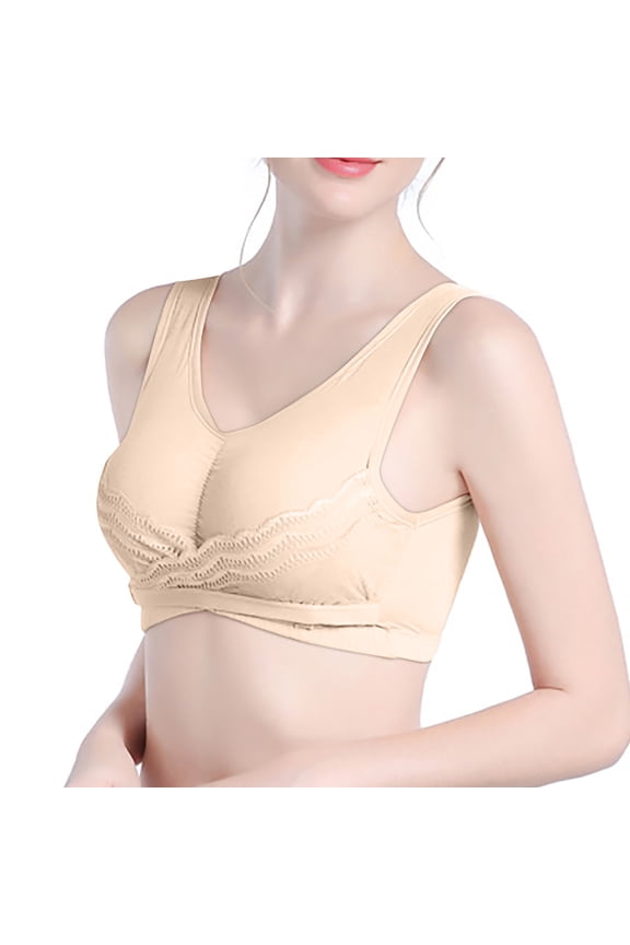 Everyday Bras for Women Gathered Wire Free Halter Neck Back Buckle Camisole Soft Lace Lingerie Stretch Underwear Comfort Daily Brassiere s