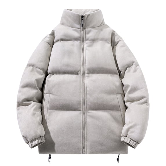 HAPIMO Fall Winter Fashion Jackets for Men,Men's Zipper Thicken Solid Color Warm Stand up Collar Winter Padded Cotton Jacket with Pocket Gray XL