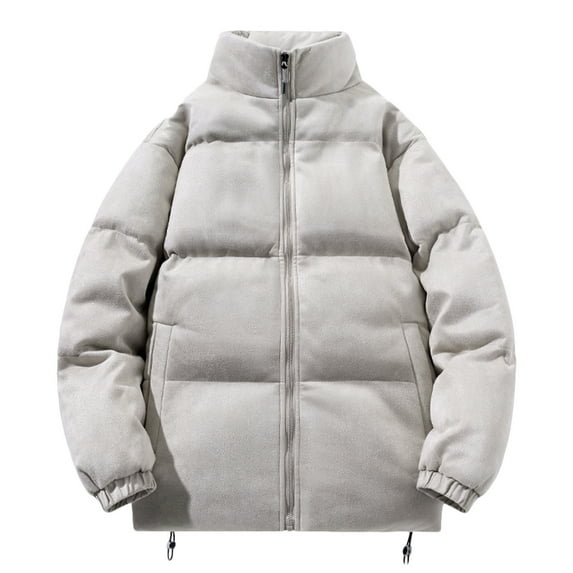 HAPIMO Fall Winter Fashion Jackets for Men,Men's Zipper Thicken Solid Color Warm Stand up Collar Winter Padded Cotton Jacket with Pocket Gray XXXL