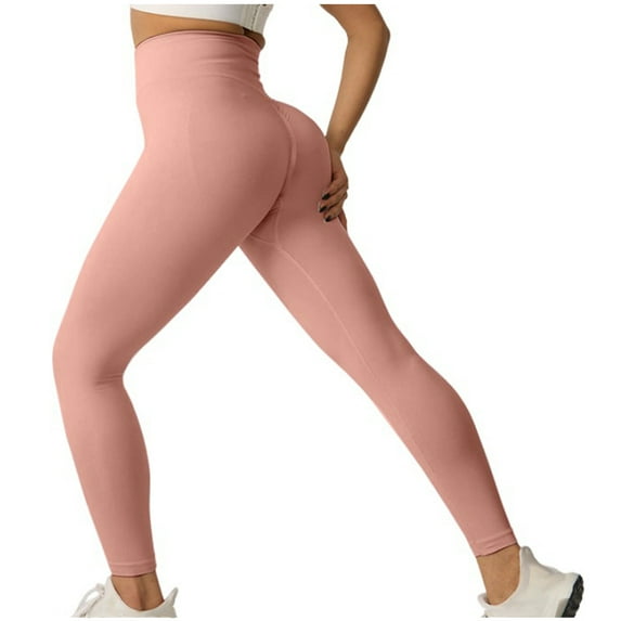 HAPIMO Fashion Solid Color Pants Yoga Sports Full Length Pants Workout High Waist Activewear Trousers Casual Sweatpants Stretch Slim Legging Pants for Women Pink L