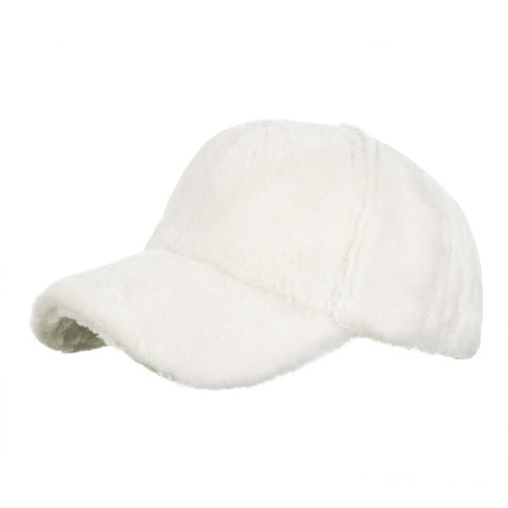 HAPIMO Fluffy Furry Winter Hats for Women Solid Baseball Cap Casual Comfy Fleece Warm Hat for Outdoor Travel Hiking White Free Size