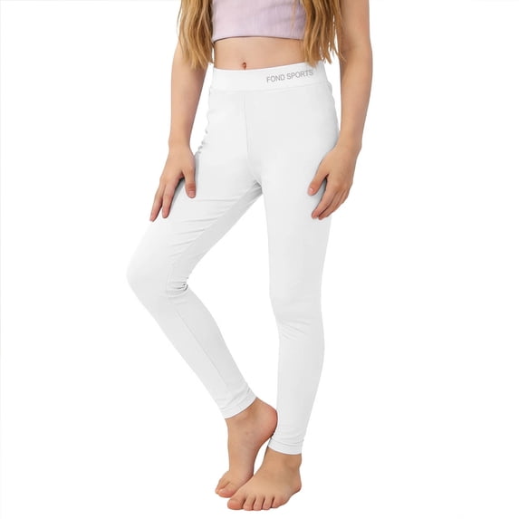 HAPIMO Girls Kids Solid Stretchy Yoga Pants Elastic Waist Breathable Trousers for Dance and Yoga White 4 Years