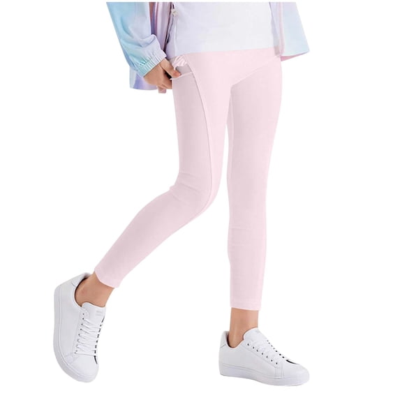 HAPIMO Girls Kids Stretchy Colorful Leggings Elastic Waist Slim Pants for Sports and Layering Pink 12 Years