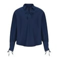 thumbnail image 1 of HAPIMO Gothic Retro Shirts for Men Fashion Tees Holiday Solid Color Teens Tops Long Sleeve Lapel V Neck Lacing Summer Activewear Casual Workout Blue M, 1 of 9