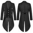 thumbnail image 1 of HAPIMO Gothic Steampunk Medieval Jacket Tailcoat Jacket for Men Fashion Workout Tuxedo Jacket Lapel Frock Coat Casual Big Men's Double-Breasted Trench Coat Black L, 1 of 5
