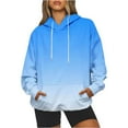 thumbnail image 1 of HAPIMO Gradient Sweatshirt for Women Pocket Drawstring Pullover Tops Solid Color Long Sleeve Relaxed Fit Womens Hoodie Sweatshirt Teen Girls Clothes Blue, 1 of 6