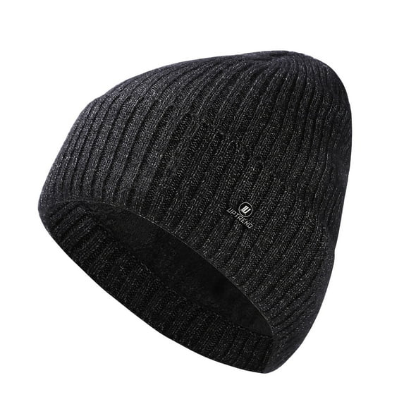 HAPIMO Hats for Men Fleece Lined Beanies Thickened Warm Knit Cap Winter Beanies Daily Casual Hats Knit Cuffed Hat Dark Gray Free Size