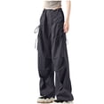thumbnail image 1 of HAPIMO High Waist Activewear Trousers Loose Cargo Pants for Women Fashion Workout Casual Slacks Sweatpants Solid Color Palazzo Pants Wide Leg Pants Gray M, 1 of 4
