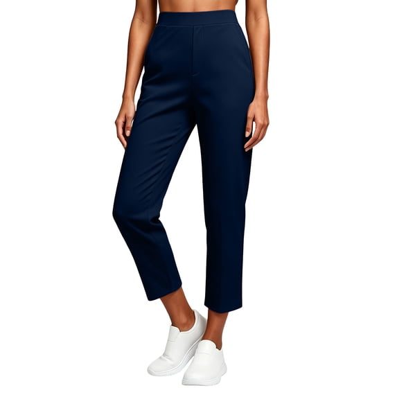 HAPIMO High Waist Straight Leg Pocket Suit Pants Women Slim Office Wear Casual Pants with Pockets Navy L