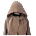 thumbnail image 1 of HAPIMO Hooded Scarf Integrated Knit Hat Windproof Coverage Hat for Cold Weather Commuting Khaki Free Size, 1 of 2