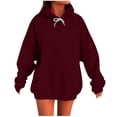thumbnail image 1 of HAPIMO Hooded Sweatshirts for Women Loose Fit Pullover Tops Casual Long Sleeve Solid Kangaroo Pockets Sweatshirts Fall Winter Outfits Wine XXL, 1 of 5