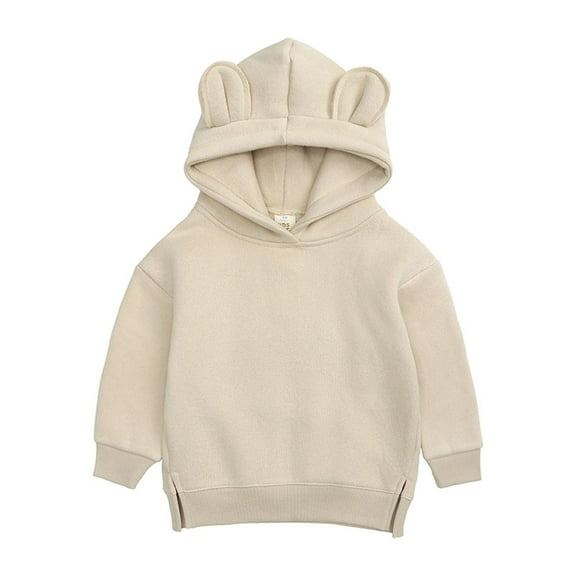 HAPIMO Hoodie Sweatshirts Cute Ear for Kids Clearance Solid Spring Hoodies Bear Ears Boys Girls Hoody Children Pullover Outerwear Sales Playwear Beige 2-3Y
