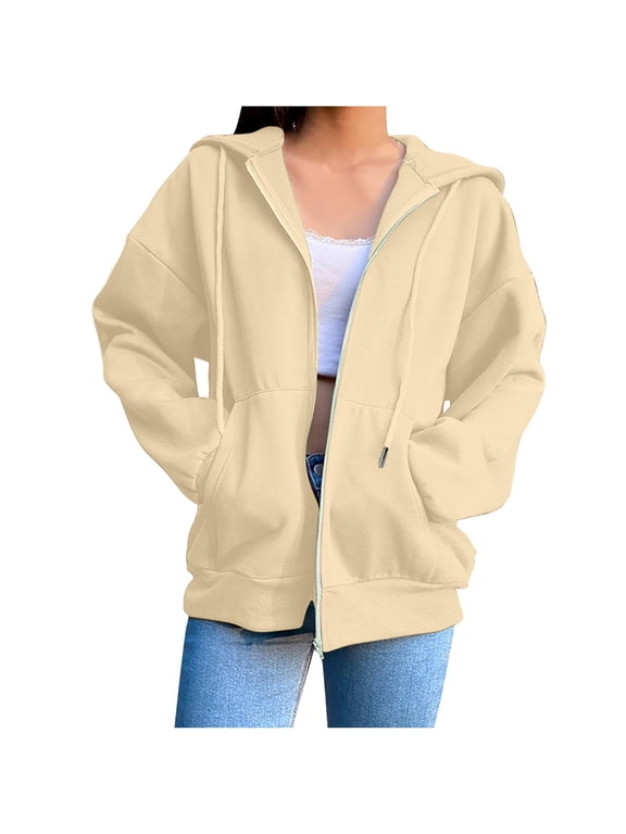 Hoodie Zipper Sweatshirts for Women Casual Color Block Turtleneck Drawstring Coat Top Outdoor Clothes Jacket Outerwear Yellow M