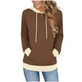 thumbnail image 1 of HAPIMO Hoodies for Women Long Sleeve Sweatshirt Loose Fit Color Block Tunic Tops Daily Casual Sweatshirts with Pockets Brown S, 1 of 6
