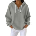 thumbnail image 1 of HAPIMO Hoodies for Women Loose Casual Long Sleeve Sweatshirts Quarter Zip Pullover Tops Mid Length Solid Sweatshirts with Kangaroo Pocket Gray S, 1 of 8
