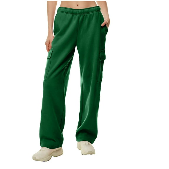 HAPIMO Jogger Sweatpants Sports Running Pocket for Women Trendy Clothes Solid Color Elastic Waist Drawstring Retro Trousers Leisure Relaxed Workout Green XXL
