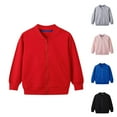 thumbnail image 1 of HAPIMO Kids Jacket Solid Color Long Sleeve Zip Up Sweatshirt Baseball Jacket with Pockets for Boys And Girls Winter Cotton Outfits Black 100, 1 of 3