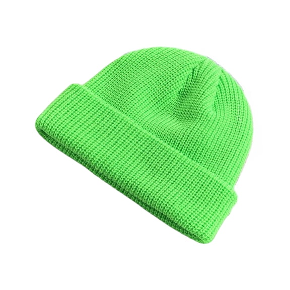 HAPIMO Knit Cuff Beanie Cap Outdoor Thickened Thermal Hats Daily Casual Hats Winter Hats for Women Men Green Free Size