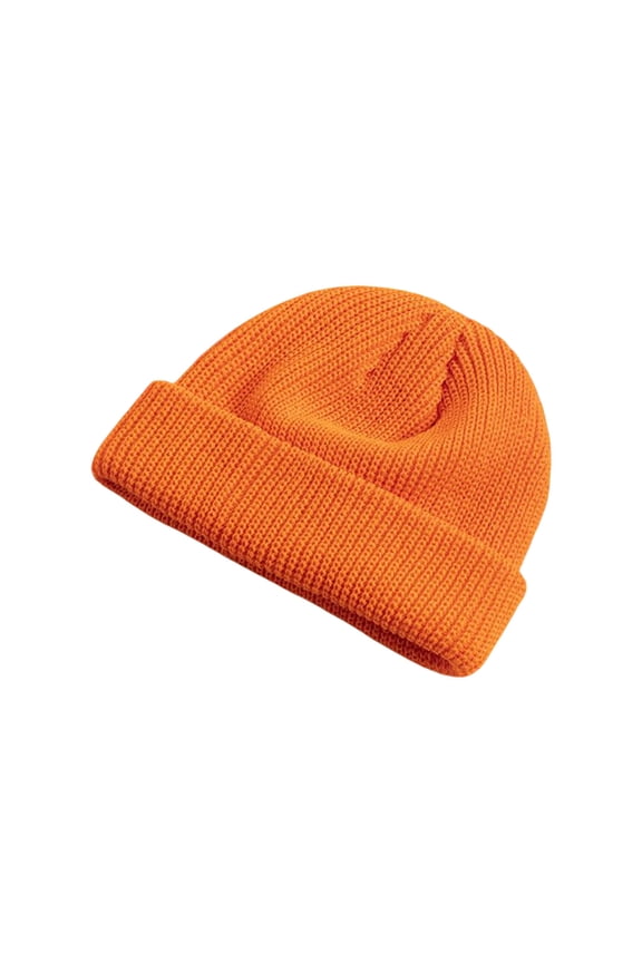 Knit Cuff Beanie Cap Outdoor Thickened Thermal Hats Daily Casual Hats Winter Hats for Women Men Orange Free Size