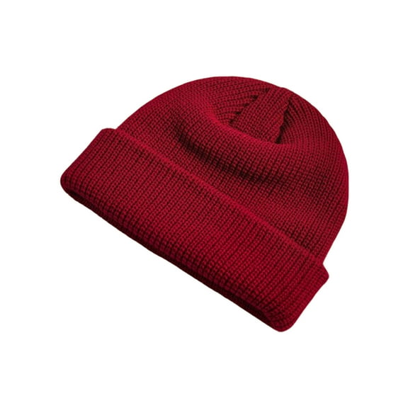 HAPIMO Knit Cuff Beanie Cap Outdoor Thickened Thermal Hats Daily Casual Hats Winter Hats for Women Men Wine Free Size