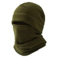 thumbnail image 1 of HAPIMO Knit Fleece Lined Neck Warmer Hat Foldable Design Hat for Winter Outdoor Activities Army Green Free Size, 1 of 4