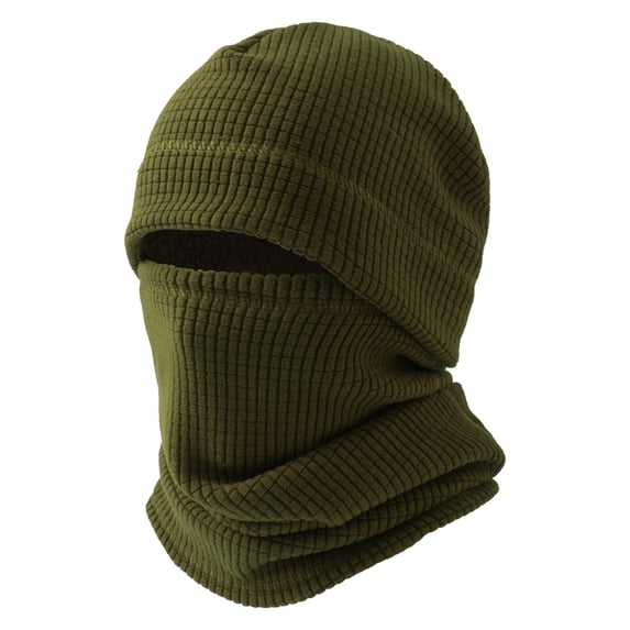 HAPIMO Knit Fleece Lined Neck Warmer Hat Foldable Design Hat for Winter Outdoor Activities Army Green Free Size