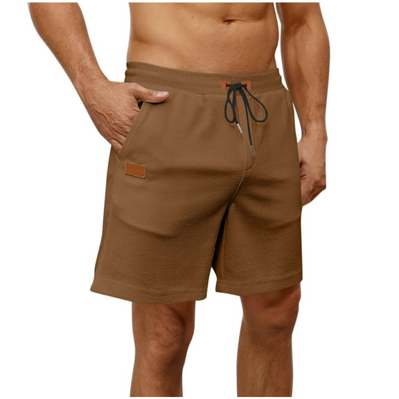 HAPIMO Lightweight Relaxed Fit Men's Shorts Elastic Waist Drawstring Comfy Shorts for Beach Vacation Casual Outings Sports Shorts Solid Color Breathable Shorts Brown 3X-Large