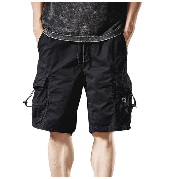 HAPIMO Lightweight Relaxed Fit Men's Shorts Solid Color Casual Outings Sports Shorts Breathable Elastic Waist Drawstring Comfy Shorts for Beach Vacation Shorts Black 4X-Large