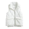 thumbnail image 1 of HAPIMO Lightweight Vest Padded Puffer Jacket Pocket for Women Solid Color Holiday Sleeveless Stand Collar Zipper Casual Relaxed Daily Warm Teen Girls Trendy Outwear Cloth White L, 1 of 8