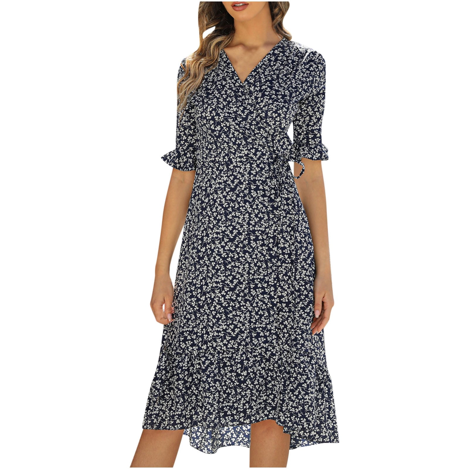 Wavlynn Lightweight Cotton Colorblock Maxi Dress With Lace Up Waist And Round Neck For Summer main image 0