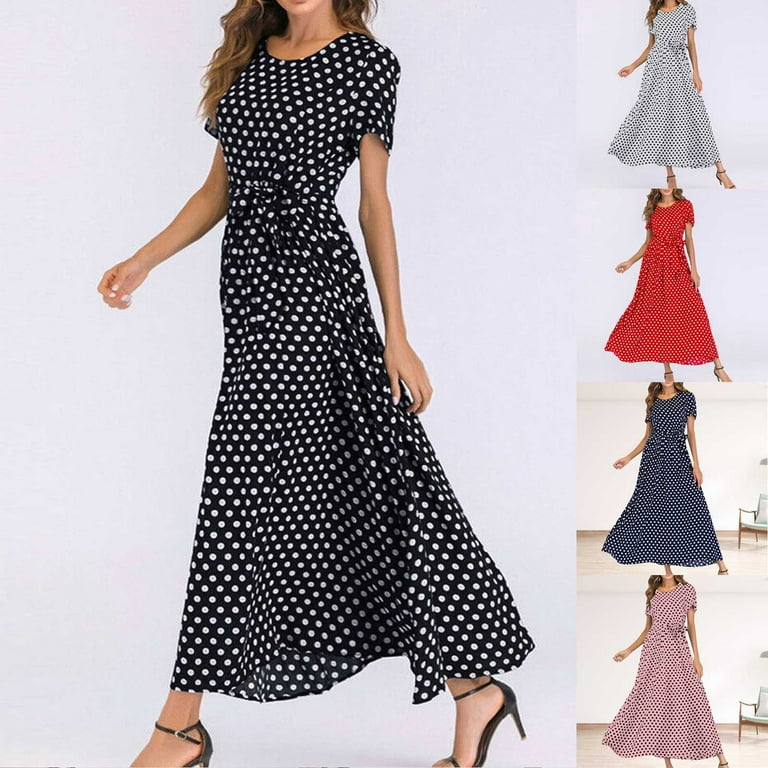 Chiffon Short Sleeve Hit Color Knee Length Round Neck Vacation Dresses Chiffon Short Sleeve Hit Color Knee Length Round Neck Vacation Dresses