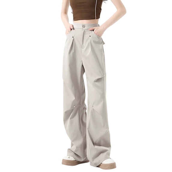 HAPIMO Loose Cargo Pants for Women Fashion Solid Color Palazzo Pants Wide Leg Pants Workout High Waist Activewear Trousers Casual Slacks Sweatpants Yellow L