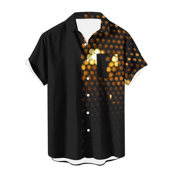 HAPIMO Loose Hawaiian Beach Shirts for Men Fashion Tees Activewear Casual Relaxed Summer Gradient Color Teens Tops Clearance Short Sleeve Turndown Collar Lapel Button Gold XXL