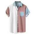 thumbnail image 1 of HAPIMO Loose Hawaiian Beach Shirts with Pocket for Men Clearance Solid Color Block Teens Tops Turndown Collar Button Summer Tees Short Sleeve Activewear Casual Workout White L, 1 of 7