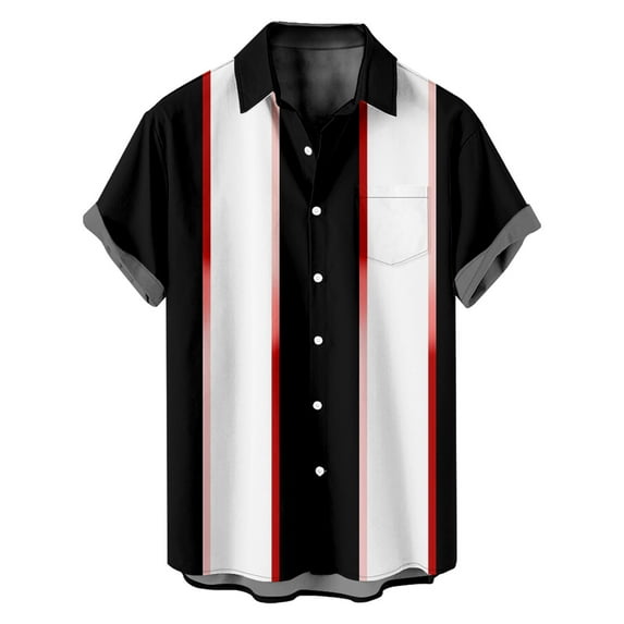 HAPIMO Loose Hawaiian Beach Shirts with Pocket for Men Clearance Turndown Collar Button Summer Tees Solid Color Block Teens Tops Short Sleeve Activewear Casual Workout White S