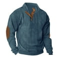 thumbnail image 1 of HAPIMO Loose Pullover Sweater for Men Fashion Casual Long Sleeve Work Outwear Solid Color Patchwork Comfy Daily Stand Collar Button Fall Winter Holiday Blue L, 1 of 6