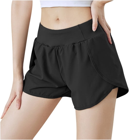 HAPIMO Loose Shorts with Pocket for Women Summer Solid Mid Rise Trousers Drawstring Casual Comfy Fashion Relaxed Black XXL