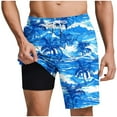 thumbnail image 1 of HAPIMO Men Swim Trunks with Compression Liner 9" Beach Shorts Quick Dry Board Shorts Hawaiian Bathing Mesh Lining Shorts Summer Outdoor Swimsuit Shorts Casual Outings Travel Shorts Sky Blue 3X-Large, 1 of 6