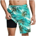 thumbnail image 1 of HAPIMO Men Swim Trunks with Compression Liner 9" Beach Shorts Quick Dry Board Shorts Hawaiian Bathing Mesh Lining Shorts Summer Outdoor Swimsuit Shorts Casual Outings Travel Shorts Mint Green Medium, 1 of 6