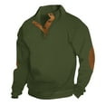 thumbnail image 1 of HAPIMO Men's 1/4 Button up Clothes for Men Stand Collared Sweat Shirt Hoodless Waffle Pullover with Patch Sleeves Fashion Fall Vintage Casual Loose Sweatshirts Long Sleeve Army Green,XL Sports Sets, 1 of 5