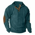 thumbnail image 1 of HAPIMO Men's Casual Loose Sweatshirts Hoodies with Patch Sleeves Corduroy Pullover Fashion Fall 1/4 Button up Clothes for Men Plain Long Sleeve Vintage Blue,XXXL Spring Tops, 1 of 5