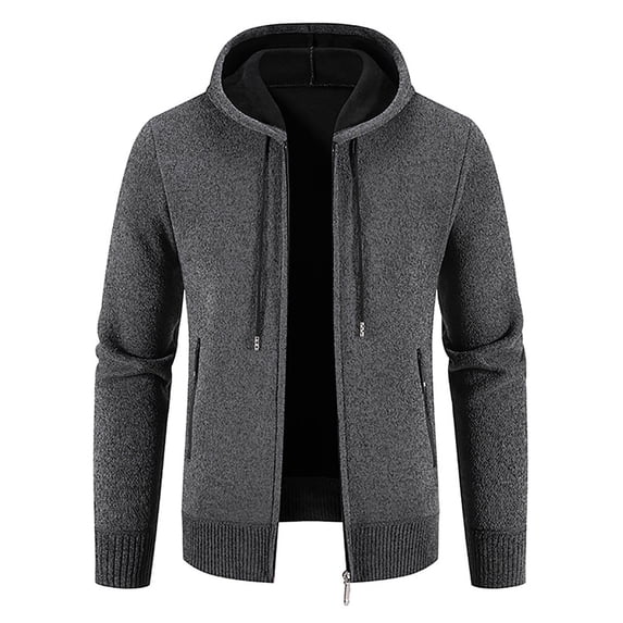 HAPIMO Men's Fleece Thick Shirt Coat Pocket Business Fashion Classic Plaid Lattice Jackets Autumn Winter Outwear Hooded Cardigan Drawstring Regular Western Casual Dark Gray