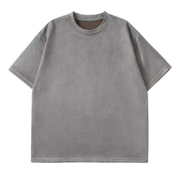 HAPIMO Men's Loose Cotton Linen Basic Shirts Leisure Comfy Solid Tees Clothing Fashion Summer Short Sleeve Shirts Crew Neck Pullover Sale Dark Gray XXXL