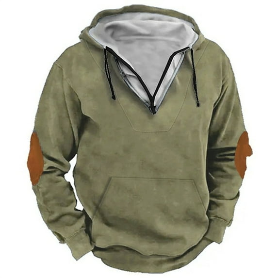 HAPIMO Men's Loose Pullover Cargo Hoodie Sweatshirts Clearance Sales Fashion Solid Color Pocket Athletic Tops Crew Neck Quarter Zipper Comfy Casual Sport Gray XL