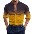 thumbnail image 1 of HAPIMO Men's Loose Shirts Casual Workout Relaxed Sport Clothing Autumn Spring Gradient Tees Lapel Button Holiday Fashion Long Sleeve Yellow XXXL, 1 of 5