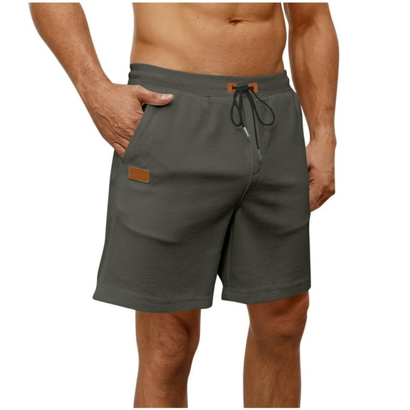 HAPIMO Men's Shorts Elastic Waist Drawstring Casual Outings Sports Shorts Breathable Solid Color Lightweight Relaxed Fit Comfy Shorts for Beach Vacation Shorts Dark Gray 3X-Large