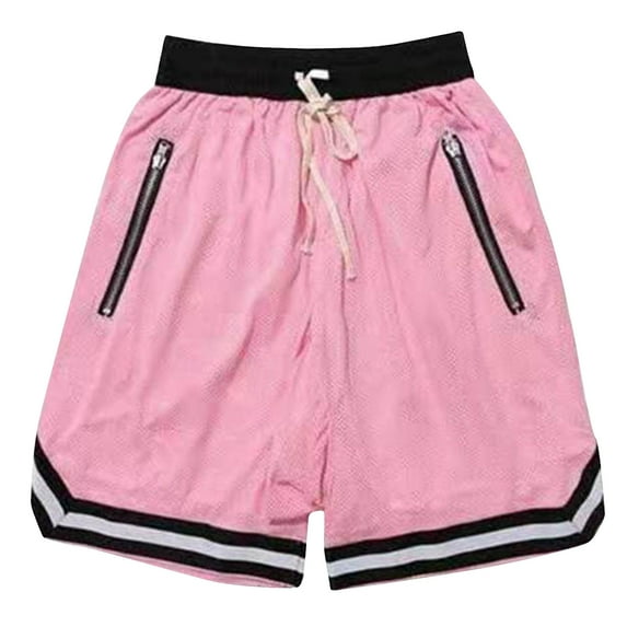 HAPIMO Men's Shorts Elastic Waist Drawstring Comfy Shorts for Beach Vacation Solid Color Lightweight Relaxed Fit Casual Outings Sports Shorts Breathable Shorts Pink XX-Large